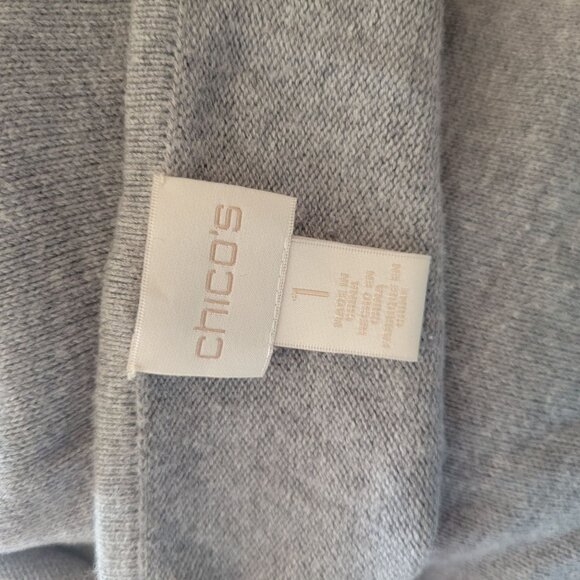 Chicos Gray Rhinestone Embellished Sweater Top Size 1 S Cotton/Nylon Blend Women - Picture 4 of 5